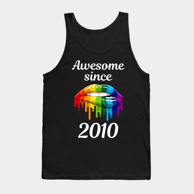 Rainbow Lips Year 2010 LGBT Pride Gay Lesbian Colorful Hippie Hippy Style Tank Top by rosenbaumquinton52